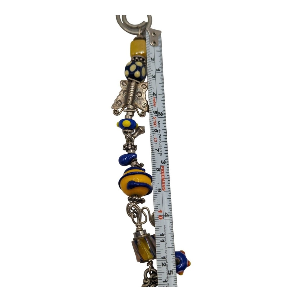 Beautiful Artisian-Made Blue Yellow Red Art Glass Ceramic 8" Bracelet Butterfly - Picture 12 of 13